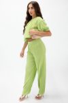 SHORT SLEEVE PLISSE FLARED TROUSER CO-ORD SET