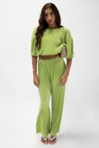 SHORT SLEEVE PLISSE FLARED TROUSER CO-ORD SET