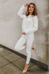 CABLE KNIT LONG SLEEVE CROPPED TOP AND LEGGING LOUNGE SET