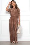 SHORT SLEEVE PLISSE FLARED TROUSER CO-ORD SET